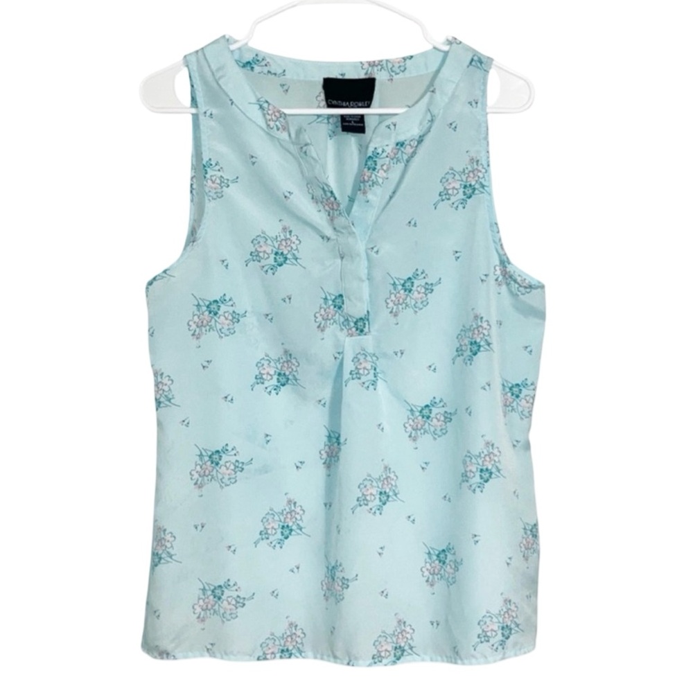 Cynthia Rowley Woman’s Light Blue  Floral Print Sleeveless Blouse
